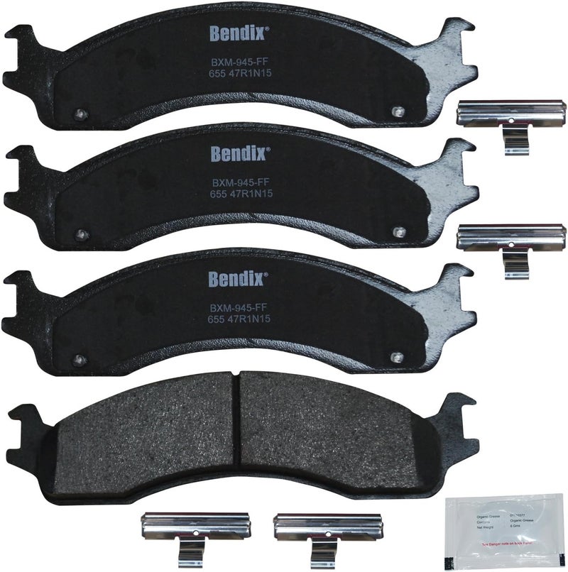 Bendix وسادات فرامل أمامية شبه معدنية Priority1 CFM655 لطرازات مختارة من دودج B2500، B3500، رام 2500 فان، 3500 فورد E-150، E-250، E-250 إكونولين، E-350 كلوب واغن، سوبر ديوتي، E-450 F-250، F-250 HD، F-350 - Image 1